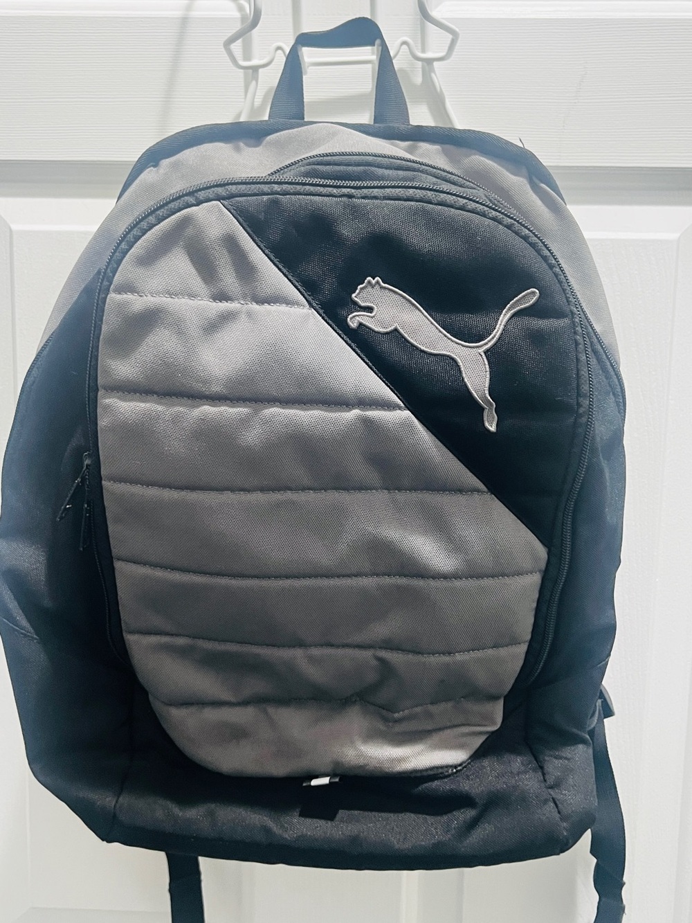 Puma Black and Gray Quilted Front Backpack